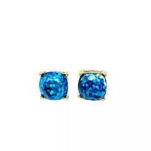 2/$20 Bright Blue Square Glitter Stud Earrings